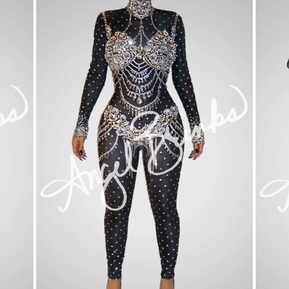 Angel Brinks Shinin' Black Jumpsuit - Picture 1 of 1